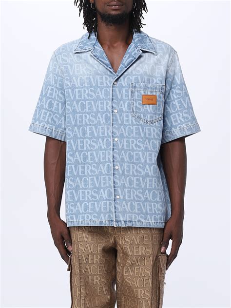 versace men's shirt free shipping|Versace denim shirt.